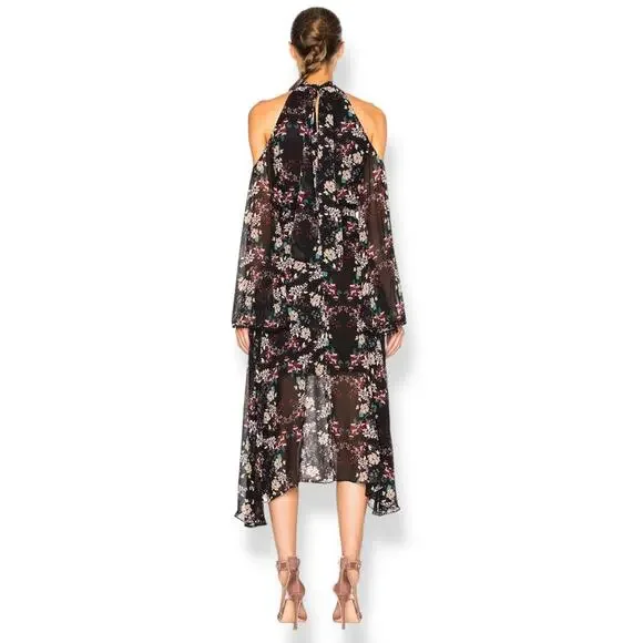 New w/Tags NICHOLAS pure silk floral flowing Goddess cold shoulder dress - Picture 8 of 16